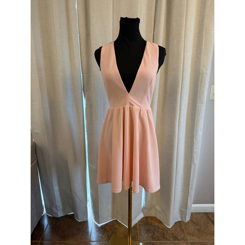 PINK LUCA DRESS WITH DEEP NECK LINE SIZE SMALL